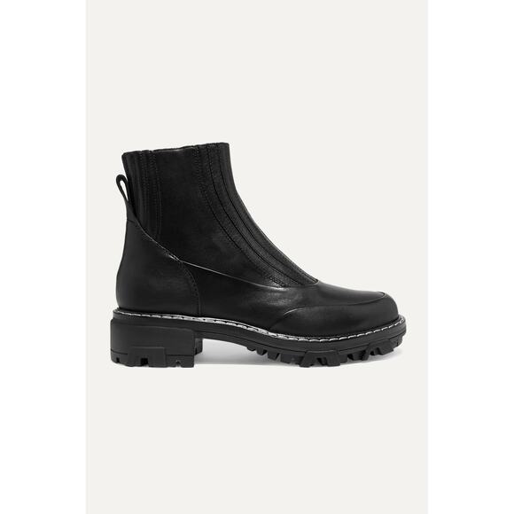 Rag & Bone Shawn Boots Black Leather Combat Boot Ankle Boot Size 10 Chic Chunky - Picture 1 of 16